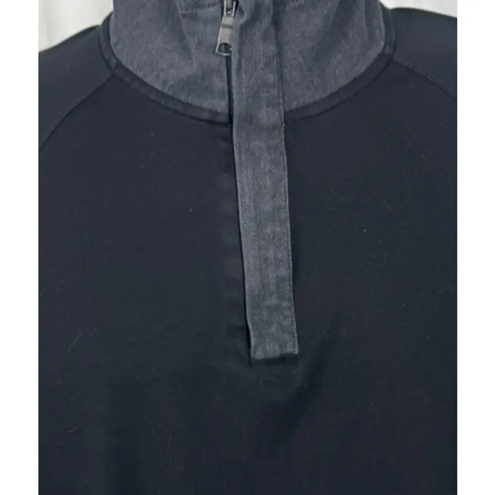 Banana Republic Luxury Touch Black Gray Mens Large Pullover Quarter Zip